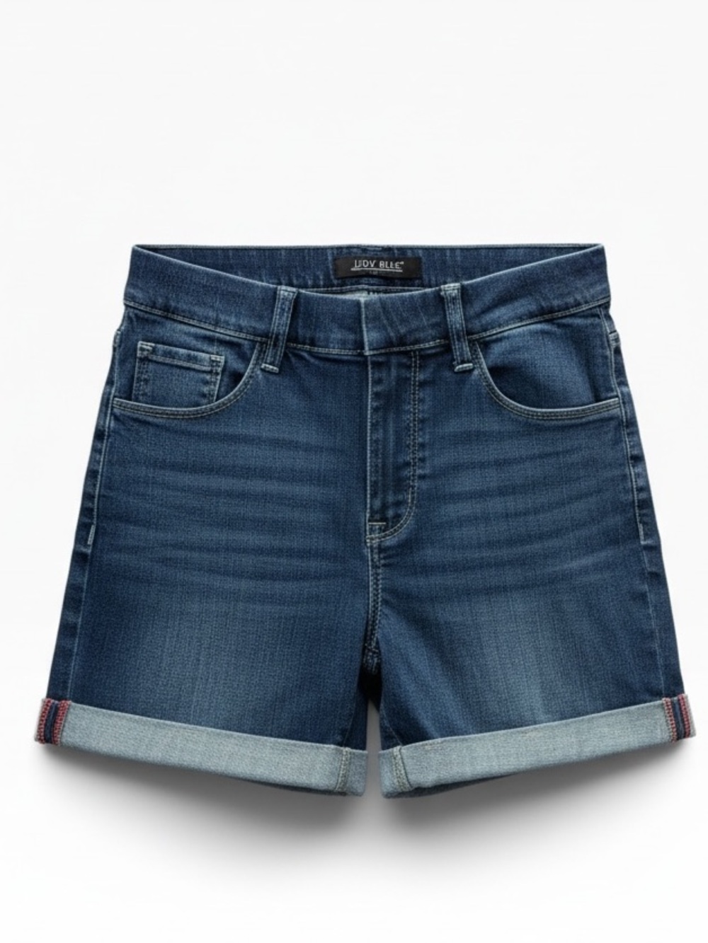 Judy Blue Dark Wash High Waist Pull On Cuffed Shorts Size Large